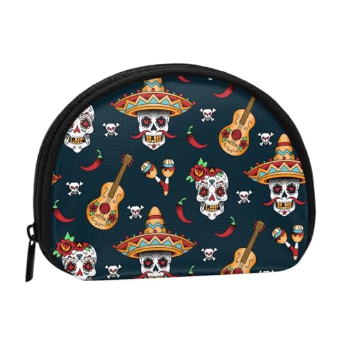 Mexikanischer Totenkopf-Münzgeldbörse – kompakte Geldbörse mit Reißverschluss für Münzen, Schlüssel und kleine Gegenstände von Hgbbdyyjj