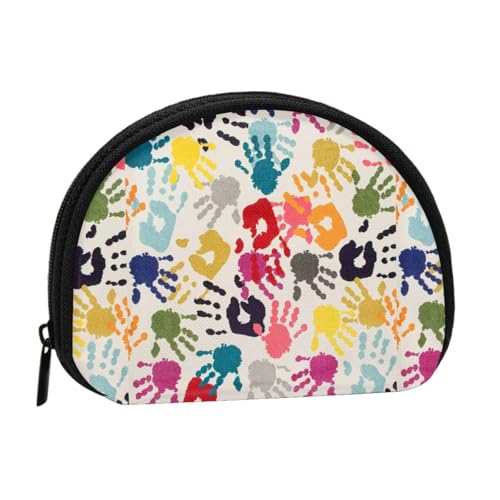 Mini-Geldbörse mit Handdruck, kompakte Geldbörse mit Reißverschluss für Münzen, Schlüssel und kleine Gegenstände von Hgbbdyyjj