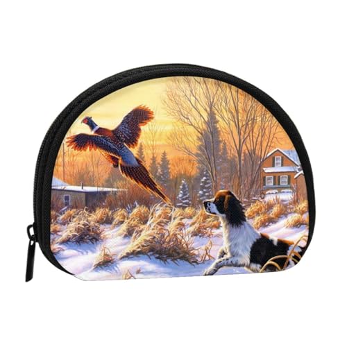 Mini-Geldbörse mit Hundefang-Fasan, kompakte Geldbörse mit Reißverschluss für Münzen, Schlüssel und kleine Gegenstände von Hgbbdyyjj