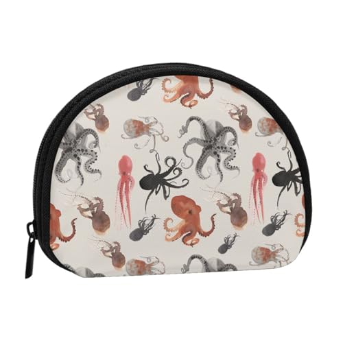Mini-Geldbörse mit Tintenfisch, kompakt, mit Reißverschluss, für Münzen, Schlüssel und kleine Gegenstände von Hgbbdyyjj