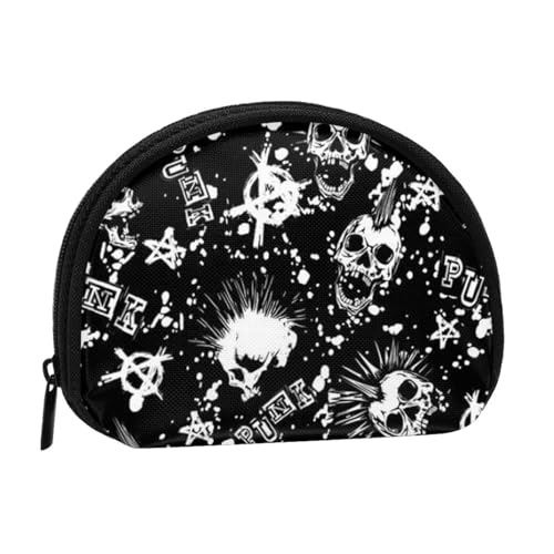 Mini-Münzgeldbörse, Punk-Totenkopf-Design, kompakte Geldbörse mit Reißverschluss für Münzen, Schlüssel und kleine Gegenstände, Weiß von Hgbbdyyjj