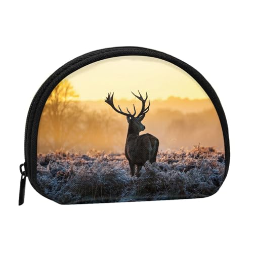 Mini-Münzgeldbörse mit Hirsch-Motiv, kompakte Geldbörse mit Reißverschluss für Münzen, Schlüssel und kleine Gegenstände von Hgbbdyyjj