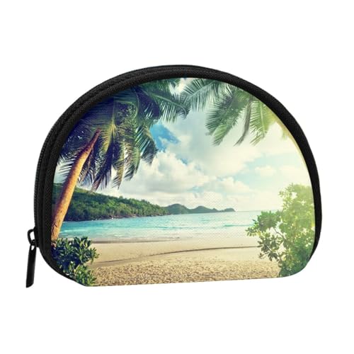 Mini-Münzgeldbörse mit Sonnenuntergang am Strand, kompakte Geldbörse mit Reißverschluss für Münzen, Schlüssel und kleine Gegenstände von Hgbbdyyjj