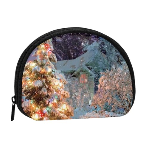 Mini-Münzgeldbörse mit Weihnachtsbaum, kompakte Geldbörse mit Reißverschluss für Münzen, Schlüssel und kleine Gegenstände von Hgbbdyyjj