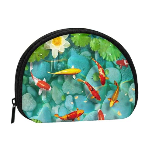 Mini-Münzgeldbörse mit japanischem Karpfen-Motiv, kompakte Geldbörse mit Reißverschluss für Münzen, Schlüssel und kleine Gegenstände von Hgbbdyyjj