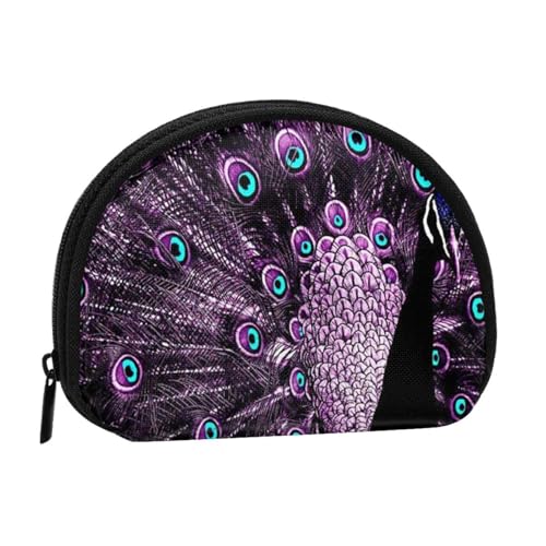 Mini-Münzgeldbörse mit violettem Pfau, kompakte Geldbörse mit Reißverschluss für Münzen, Schlüssel und kleine Gegenstände Mini-Münzgeldbörse mit violettem Pfau, kompakte Geldbörse mit Reißverschluss für Münzen, Schlüssel und kleine Gegenstände von Hgbbdyyjj