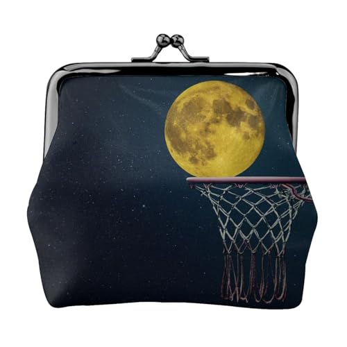 Moon and Basketball Personalisierte Unisex Bedruckte Münzbörse - Premium Mikrofaser Leder Geldbörse mit Schnappverschluss von Hgbbdyyjj