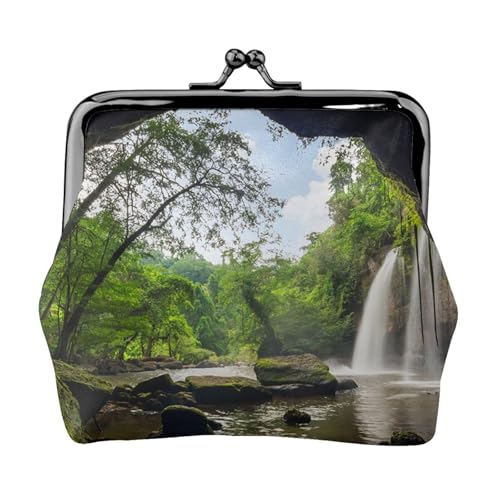 Mountain Waterfall Personalisierte Unisex Bedruckte Münzbörse - Premium Mikrofaser Leder Geldbörse mit Schnappverschluss von Hgbbdyyjj