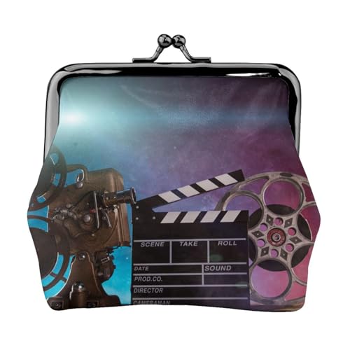 Movies Clapperboard Personalisierte Unisex bedruckte Münzgeldbörse – Premium Mikrofaser Leder Geldbörse mit Schnappverschluss von Hgbbdyyjj