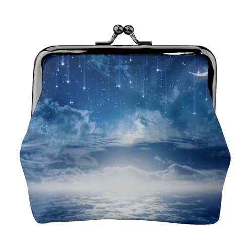 Münzgeldbörse mit fallendem Stern und Mond, personalisierbar, Unisex, bedruckt, Premium-Mikrofaser-Leder, mit Schnappverschluss von Hgbbdyyjj