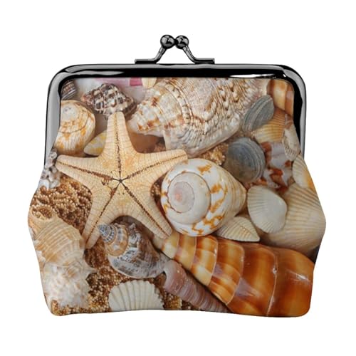 Muschel-Landschaft am Strand, personalisierbar, Unisex, bedruckte Münzgeldbörse – Premium-Mikrofaser-Leder-Geldbörse mit Schnappverschluss von Hgbbdyyjj
