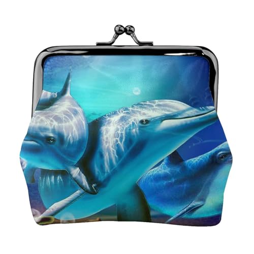 Niedlicher Delphin personalisierbarer Unisex-Münzgeldbörse – Premium-Mikrofaser-Leder-Geldbörse mit Schnappverschluss von Hgbbdyyjj