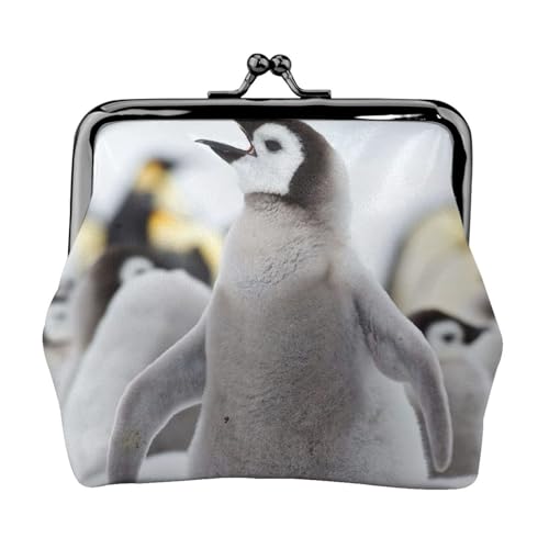 Niedliches Pinguin-Tiermuster, personalisierbar, Unisex, bedruckte Münzgeldbörse – Premium-Mikrofaser-Leder-Geldbörse mit Schnappverschluss von Hgbbdyyjj