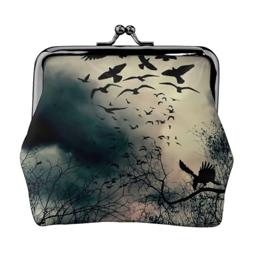 Night Crow Personalisierte Unisex Bedruckte Münzgeldbörse – Premium Mikrofaser Leder Geldbörse mit Schnappverschluss von Hgbbdyyjj