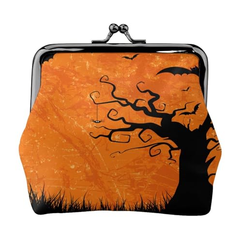 Orange Halloween Party Personalisierte Unisex Bedruckte Münzbörse - Premium Mikrofaser Leder Geldbörse mit Schnappverschluss von Hgbbdyyjj