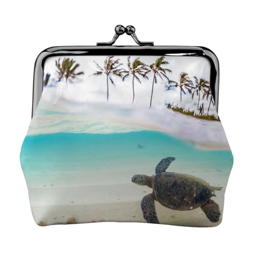 Palmen und Meeresschildkröten Personalisierte Unisex bedruckte Münzbörse – Premium Mikrofaser Leder Geldbörse mit Schnappverschluss von Hgbbdyyjj