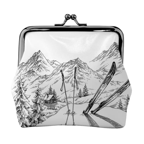 Personalisierte Unisex-Münzgeldbörse mit Ski-Thema – Premium-Mikrofaser-Leder-Geldbörse mit Schnappverschluss von Hgbbdyyjj