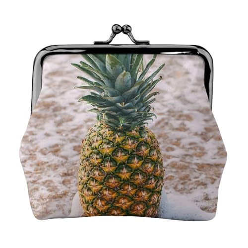 Pineapple On Beach Personalisierte Unisex Bedruckte Münzgeldbörse – Premium Mikrofaser Leder Geldbörse mit Schnappverschluss von Hgbbdyyjj