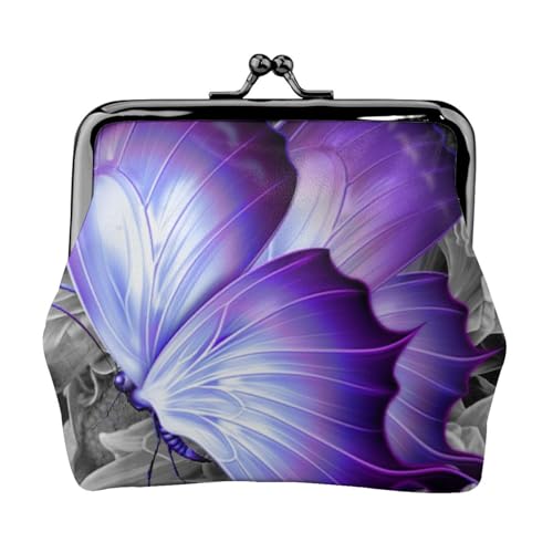 Purple Butterfly Personalisierte Unisex bedruckte Münzgeldbörse – Premium Mikrofaser Leder Geldbörse mit Schnappverschluss von Hgbbdyyjj