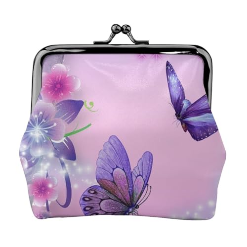 Purple Butterfly Personalisierte Unisex bedruckte Münzgeldbörse – Premium Mikrofaser Leder Geldbörse mit Schnappverschluss von Hgbbdyyjj