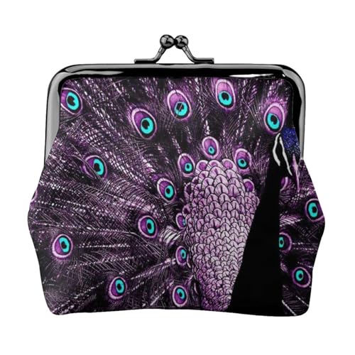 Purple Peacock Personalisierte Unisex bedruckte Münzgeldbörse – Premium Mikrofaser Leder Geldbörse mit Schnappverschluss von Hgbbdyyjj