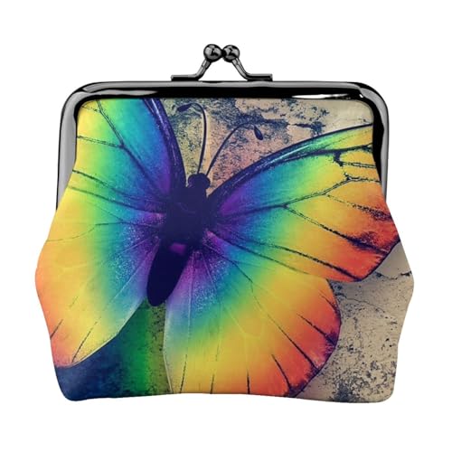 Rainbow Butterfly Personalisierte Unisex Bedruckte Münzbörse - Premium Mikrofaser Leder Geldbörse mit Schnappverschluss von Hgbbdyyjj