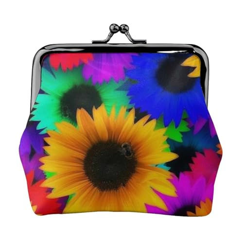 Rainbow Sunflower Personalisierte Unisex Bedruckte Münzbörse – Premium Mikrofaser Leder Geldbörse mit Schnappverschluss von Hgbbdyyjj