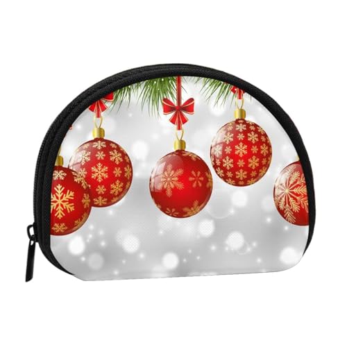 Red Ball Xmas Mini Shell Coin Purse - Compact Zippered Wallet for Coins, Keys & Small Items von Hgbbdyyjj