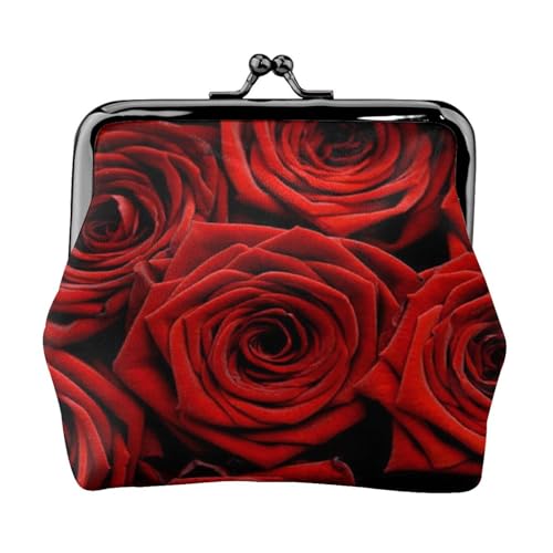 Red Love Roses Personalisierte Unisex Bedruckte Münzgeldbörse – Premium Mikrofaser Leder Geldbörse mit Schnappverschluss von Hgbbdyyjj
