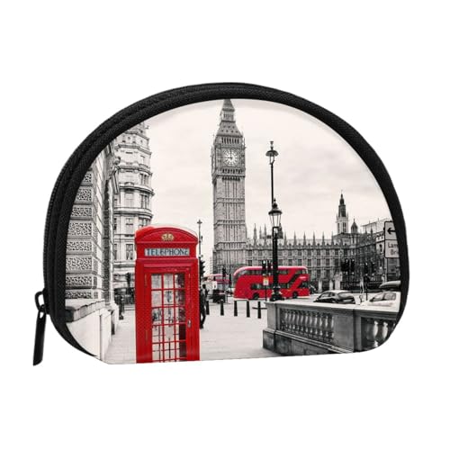 Red Phone Booth London Street Mini-Münzgeldbörse – kompakte Geldbörse mit Reißverschluss für Münzen, Schlüssel und kleine Gegenstände von Hgbbdyyjj