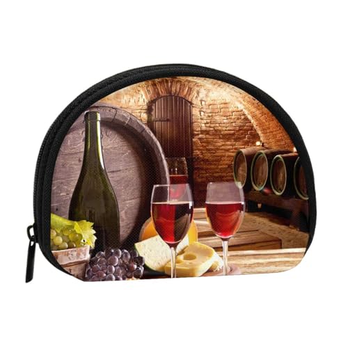 Red Wine Cellar Mini Shell Coin Purse - Compact Zippered Wallet for Coins, Keys & Small Items von Hgbbdyyjj