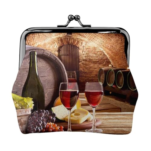 Red Wine Cellar Personalisierte Unisex Bedruckte Münzbörse - Premium Mikrofaser Leder Geldbörse mit Schnappverschluss von Hgbbdyyjj