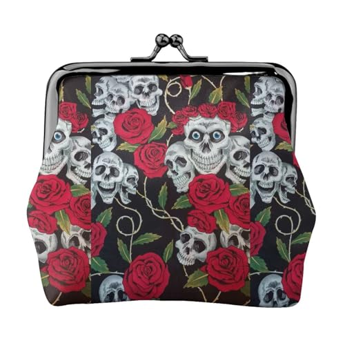 Rose Skull Eyes Personalisierte Unisex Bedruckte Münzbörse - Premium Mikrofaser Leder Geldbörse mit Schnappverschluss von Hgbbdyyjj