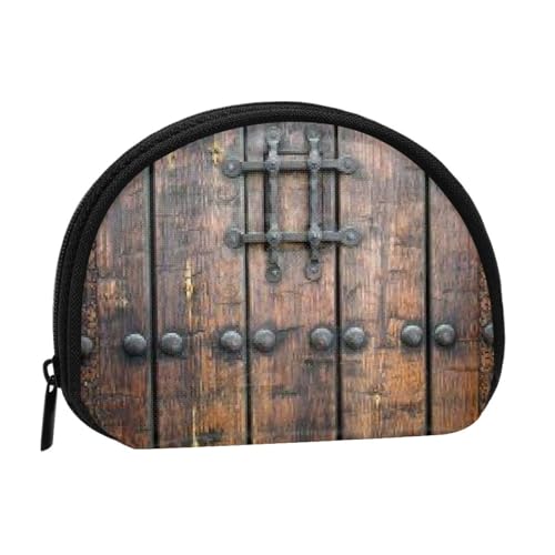 Rustikale Münzbörse mit Holztür, kompakte Geldbörse mit Reißverschluss für Münzen, Schlüssel und kleine Gegenstände von Hgbbdyyjj