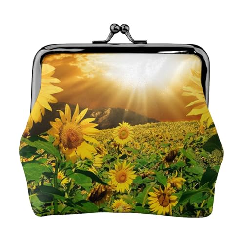 Sunflowers Under Clouds Personalisierte Unisex Bedruckte Münzbörse – Premium Mikrofaser Leder Geldbörse mit Schnappverschluss von Hgbbdyyjj