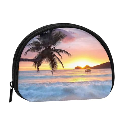 Sunrise Tropical Palm Tree Island Mini Shell Coin Purse - Compact Zippered Wallet for Coins, Keys & Small Items Sunrise Tropical Palm Tree Island Mini Shell Coin Purse - Compact Zippered Wallet for Coins, Keys & Small Items von Hgbbdyyjj