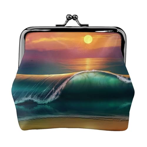 Sunset Seaside Personalisierte Unisex Bedruckte Münzbörse – Premium Mikrofaser Leder Geldbörse mit Schnappverschluss von Hgbbdyyjj
