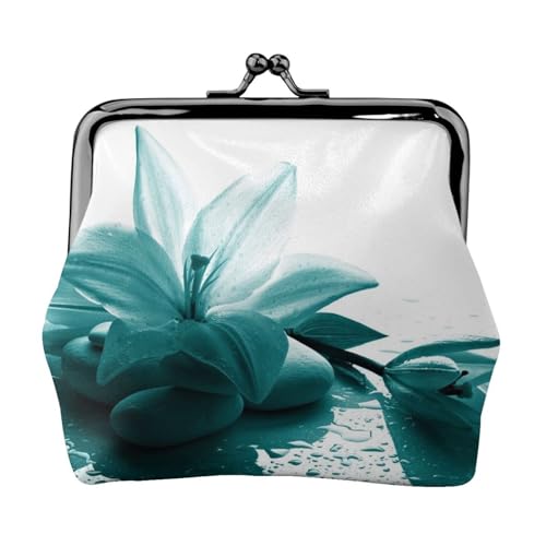 Teal Lily Personalisierte Unisex bedruckte Münzgeldbörse – Premium-Mikrofaser-Ledergeldbörse mit Schnappverschluss von Hgbbdyyjj