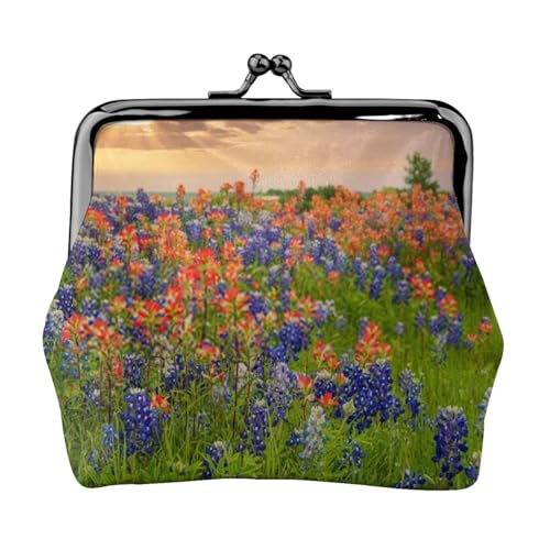 Texas Bluebonnets Scenery Personalisierte Unisex bedruckte Münzgeldbörse – Premium Mikrofaser Leder Geldbörse mit Schnappverschluss von Hgbbdyyjj