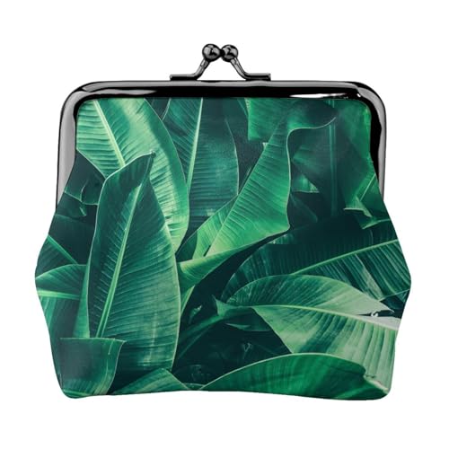 Tropical Banana Leaf Personalisierte Unisex Bedruckte Münzbörse - Premium Mikrofaser Leder Geldbörse mit Schnappverschluss von Hgbbdyyjj