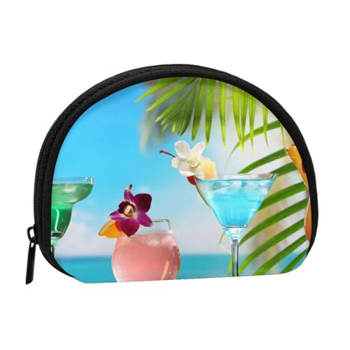 Tropical Beach Drink Mini Shell Coin Purse - Compact Zippered Wallet for Coins, Keys & Small Items von Hgbbdyyjj