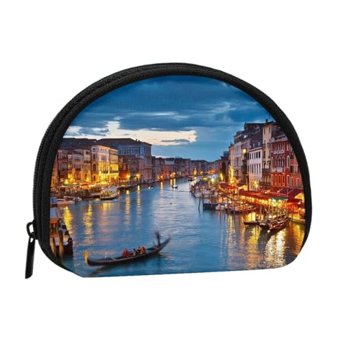 Venice Night Mini Shell Coin Purse - Compact Zippered Wallet for Coins, Keys & Small Items von Hgbbdyyjj