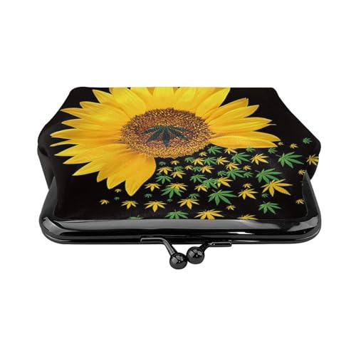 Weed with Sunflower Personalisierte Unisex bedruckte Münzgeldbörse – Premium Mikrofaser Leder Geldbörse mit Schnappverschluss von Hgbbdyyjj