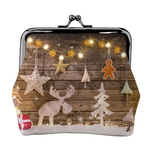 Weihnachtsbäume Hirsch Personalisierte Unisex Bedruckte Münzbörse - Premium Mikrofaser Leder Geldbörse mit Schnappverschluss von Hgbbdyyjj