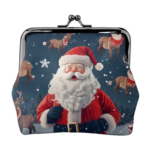 Weihnachtsmann Weihnachten Personalisierte Unisex Bedruckte Münzbörse - Premium Mikrofaser Leder Geldbörse mit Schnappverschluss von Hgbbdyyjj