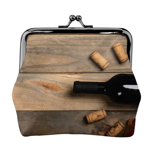 Weinflasche Korken Trauben Personalisierte Unisex Bedruckte Münzbörse - Premium Mikrofaser Leder Geldbörse mit Schnappverschluss von Hgbbdyyjj