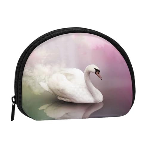 White Swan Mini Shell Coin Purse - Compact Zippered Wallet for Coins, Keys & Small Items von Hgbbdyyjj