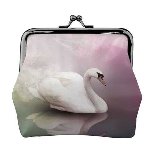 White Swan Personalisierte Unisex bedruckte Münzgeldbörse – Premium Mikrofaser Leder Geldbörse mit Schnappverschluss von Hgbbdyyjj