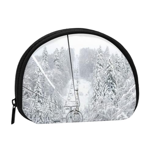 Winter Old Cable Ski Lift Mini Shell Coin Purse - Compact Zippered Wallet for Coins, Keys & Small Items von Hgbbdyyjj