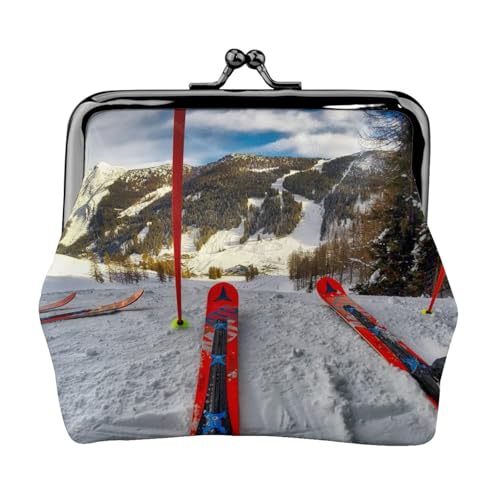 Winter Skifahren Personalisierte Unisex Bedruckte Münzgeldbörse – Premium Mikrofaser Leder Geldbörse mit Schnappverschluss von Hgbbdyyjj